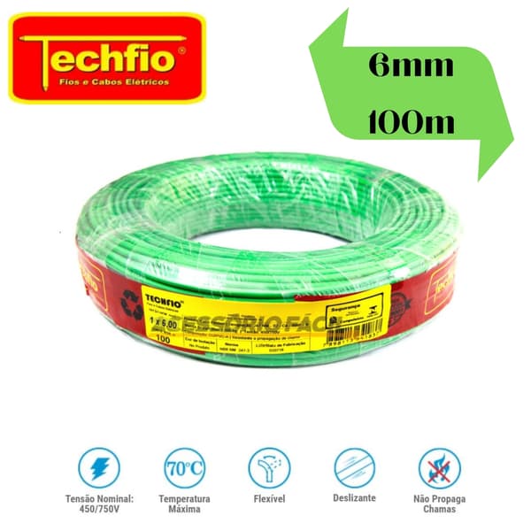 Fio Rígido 6mm² Sil 100m